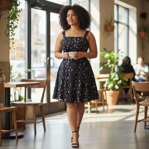 City Studio Metallic Dot Fit & Flare Dress Plus Sizes 14W, 16W